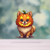Pumpkin Mask Spitz Dog Acrylschild (Neutral)