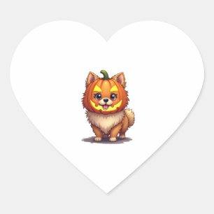 Pumpkin Mask Spitz Dog Herz-Aufkleber