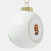 Pumpkin Mask Spitz Dog Keramik Kugel-Ornament (Links)