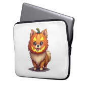 Pumpkin Mask Spitz Dog Laptopschutzhülle (Vorderseite Links)