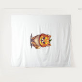 Pumpkin Mask Spitz Dog Wandteppich (Vorderseite (Horizontal))