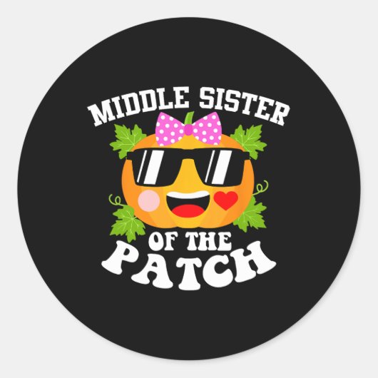 Pumpkin Middle Schwester des Patch Fun Halloween Runder Aufkleber (Vorderseite)