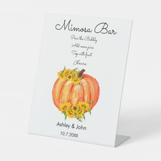 Pumpkin Mimosa Bar Hochzeit im Herbst Sockelschild (Vorderseite)