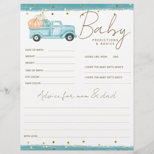 Pumpkin Minimalistisch Fall Baby Shoy-Spiel (Vorderseite)