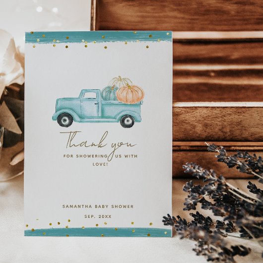 Pumpkin Minimalistisch Modern Fall Babydusche Dankeskarte