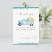 Pumpkin Minimalistisch Modern Fall Babydusche Dankeskarte (Stehend Vorderseite)