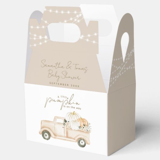 Pumpkin Minimalistisch Modern Fall Babydusche Geschenkschachtel (Geöffnet)