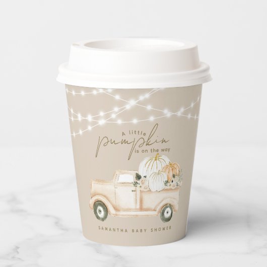 Pumpkin Minimalistisch Modern Fall Babydusche Pappbecher (Rückseite)