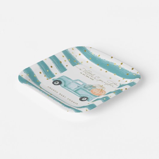 Pumpkin Minimalistisch Modern Fall Babydusche Pappteller (Gewinkelt)