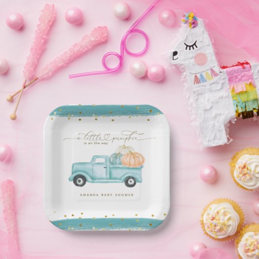 Pumpkin Minimalistisch Modern Fall Babydusche Pappteller (Party)