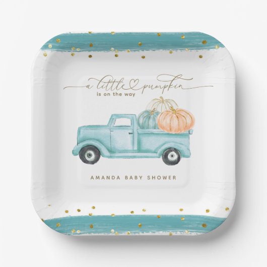 Pumpkin Minimalistisch Modern Fall Babydusche Pappteller (Vorderseite)