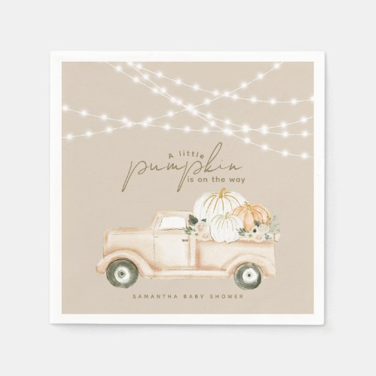 Pumpkin Minimalistisch Modern Fall Babydusche Serviette (Vorderseite)