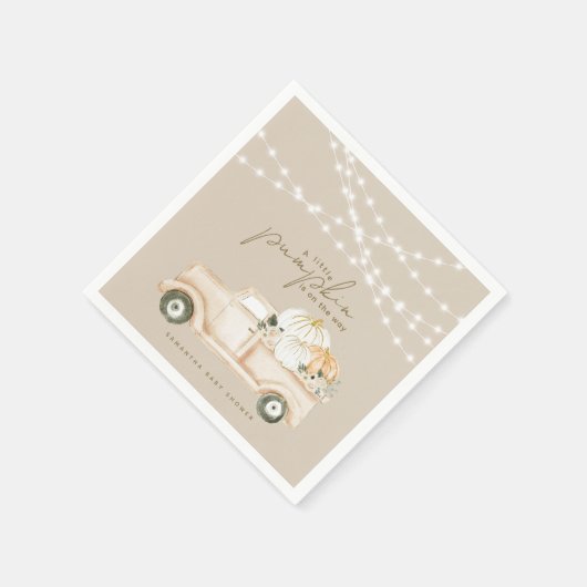 Pumpkin Minimalistisch Modern Fall Babydusche Serviette (Ecke)