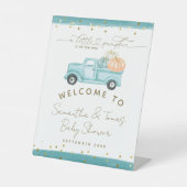 Pumpkin Minimalistisch Modern Fall Babydusche Sockelschild (Vorderseite)