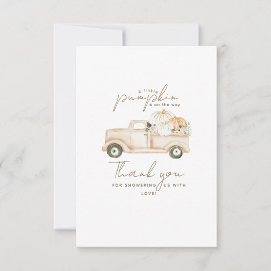 Pumpkin Minimalistisch Simple Modern Fall Baby Dus Dankeskarte (Vorderseite)