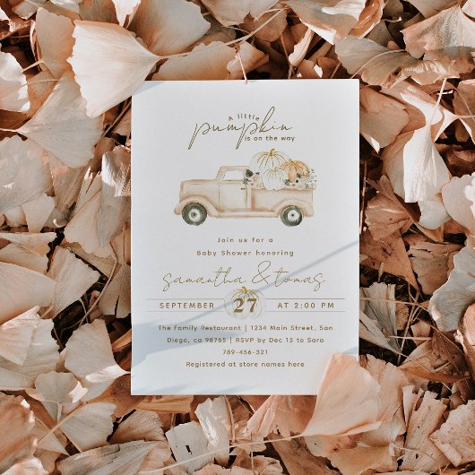 Pumpkin Minimalistisch Simple Modern Fall Baby Dus Einladung