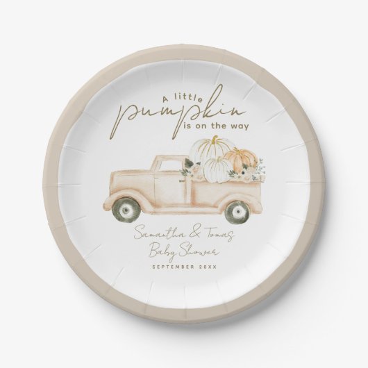 Pumpkin Minimalistisch Simple Modern Fall Baby Dus Pappteller (Vorderseite)