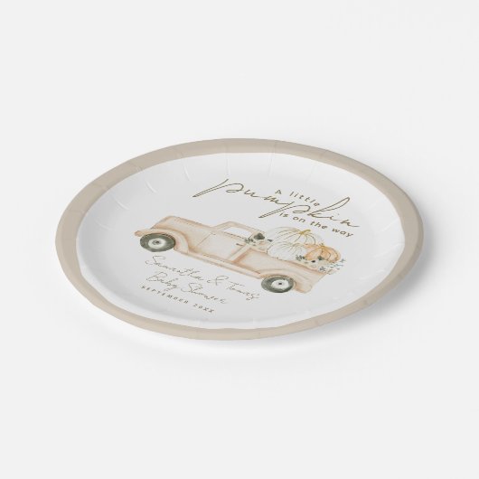 Pumpkin Minimalistisch Simple Modern Fall Baby Dus Pappteller (Schrägansicht)