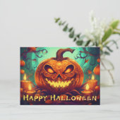 Pumpkin mit Beängstigendem Gesicht unter Kerzen, H (Stehend Vorderseite)