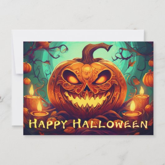 Pumpkin mit Beängstigendem Gesicht unter Kerzen, H (Vorderseite)