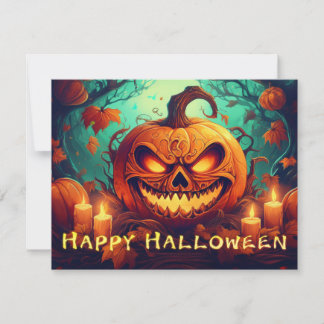 Pumpkin mit Beängstigendem Gesicht unter Kerzen, H