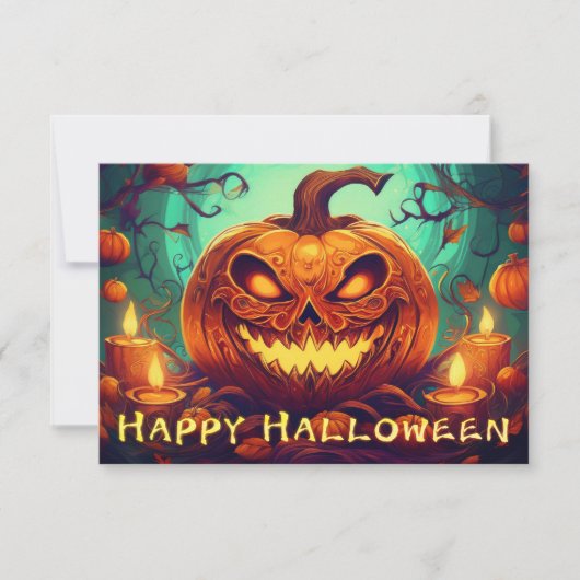 Pumpkin mit Beängstigendem Gesicht unter Kerzen, H (Vorderseite)