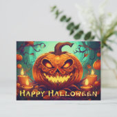 Pumpkin mit Beängstigendem Gesicht unter Kerzen, H (Stehend Vorderseite)
