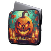 Pumpkin mit Beängstigendem Gesicht unter Kerzen, H Laptopschutzhülle (Vorderseite Links)