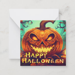 Pumpkin mit Beängstigendem Gesicht unter Kerzen, H Mitteilungskarte