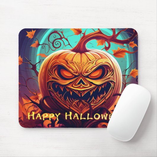 Pumpkin mit Beängstigendem Gesicht unter Kerzen, H Mousepad (Mit Mouse)