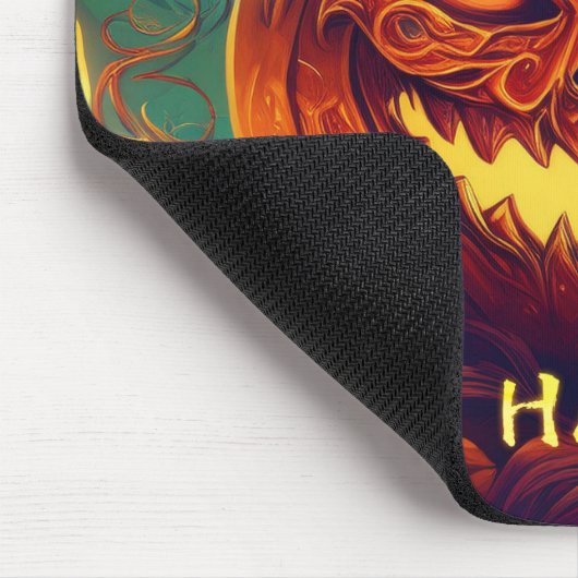 Pumpkin mit Beängstigendem Gesicht unter Kerzen, H Mousepad (Ecke)