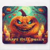 Pumpkin mit Beängstigendem Gesicht unter Kerzen, H Mousepad (Vorne)
