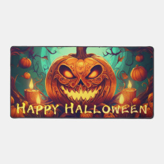 Pumpkin mit Beängstigendem Gesicht unter Kerzen, H Schreibtischunterlage