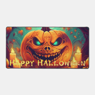 Pumpkin mit Beängstigendem Gesicht unter Kerzen, H Schreibtischunterlage