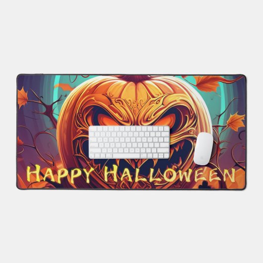 Pumpkin mit Beängstigendem Gesicht unter Kerzen, H Schreibtischunterlage (Tastatur & Maus)