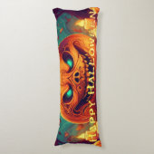 Pumpkin mit Beängstigendem Gesicht unter Kerzen, H Seitenschläferkissen (Vorderseite Vertikal)