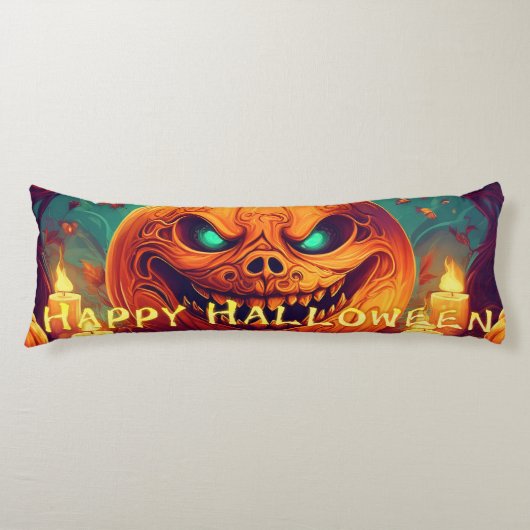 Pumpkin mit Beängstigendem Gesicht unter Kerzen, H Seitenschläferkissen (Vorderseite)