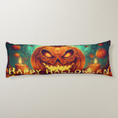 Pumpkin mit Beängstigendem Gesicht unter Kerzen, H Seitenschläferkissen (Rückseite)