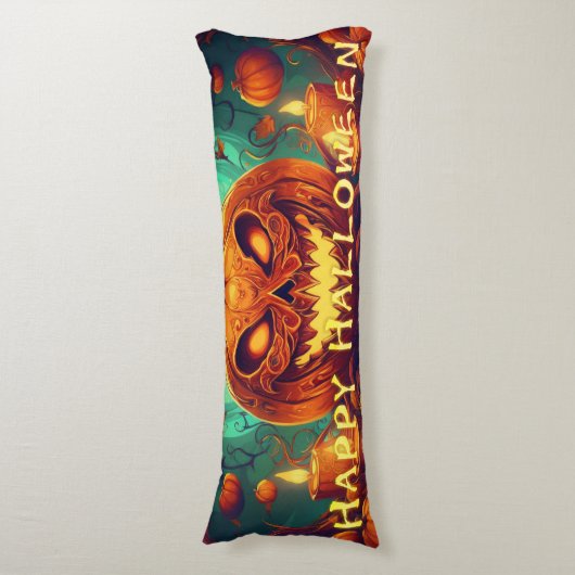 Pumpkin mit Beängstigendem Gesicht unter Kerzen, H Seitenschläferkissen (Vorderseite Vertikal)