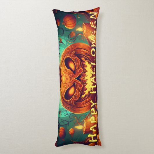 Pumpkin mit Beängstigendem Gesicht unter Kerzen, H Seitenschläferkissen (Rückseite (Vertikal))