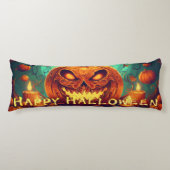 Pumpkin mit Beängstigendem Gesicht unter Kerzen, H Seitenschläferkissen (Vorderseite)
