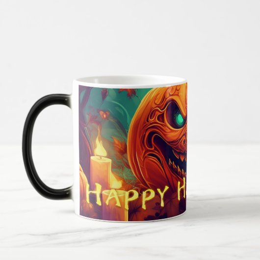 Pumpkin mit Beängstigendem Gesicht unter Kerzen, H Verwandlungstasse (Links)