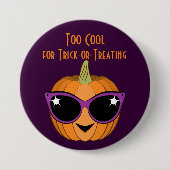 Pumpkin mit Cooler Retro Cat Sonnenbrille Hallowee Button (Vorderseite)