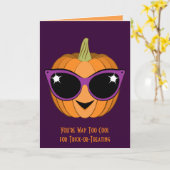 Pumpkin mit Cooler Retro Cat Sonnenbrille Hallowee Karte (Gelbe Blume)