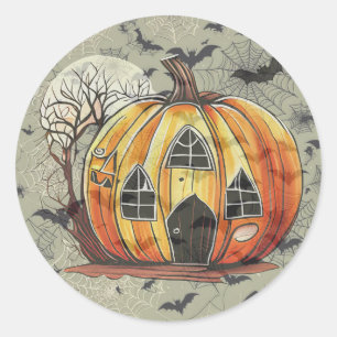 Pumpkin mit Fledermäuse-Tasse Runder Aufkleber