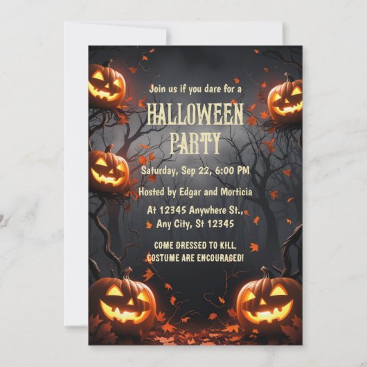 Pumpkin mit Forest Halloween Einladung (Vorderseite)