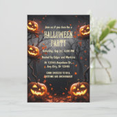 Pumpkin mit Forest Halloween Einladung (Stehend Vorderseite)