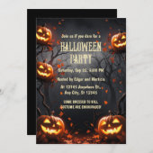 Pumpkin mit Forest Halloween Einladung (Vorne/Hinten)