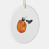 Pumpkin mit Gray Bat Keramik Ornament (Rechts)