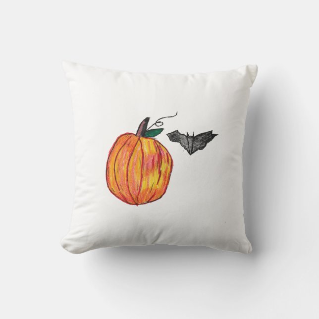 Pumpkin mit Gray Bat Kissen (Vorderseite)